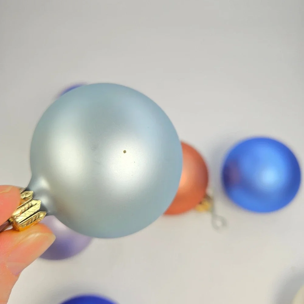 Vintage S & H Germany Kurt Adler Frosted Pearlized Christmas Ball Ornaments‎ Box